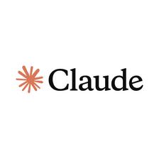 Logo featuring the text "Claude" with a sunburst design in orange.