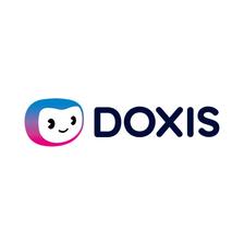Doxis logo featuring a friendly character with a blue and pink gradient.