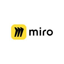 Miro logo featuring a yellow square with three black arrows and the word "miro" in black.