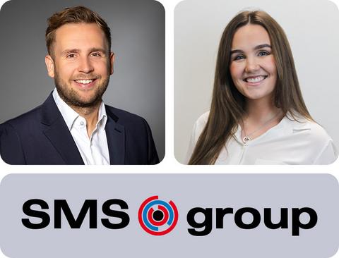 Maike Frank (HR Training & Change Management) und Marc Fischer (IT Communications & Change Management), SMS group